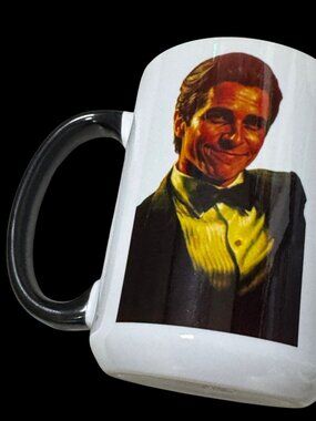 Ceramic Coffee Mug with Portrait Graphic Print, White and Black, 15 oz